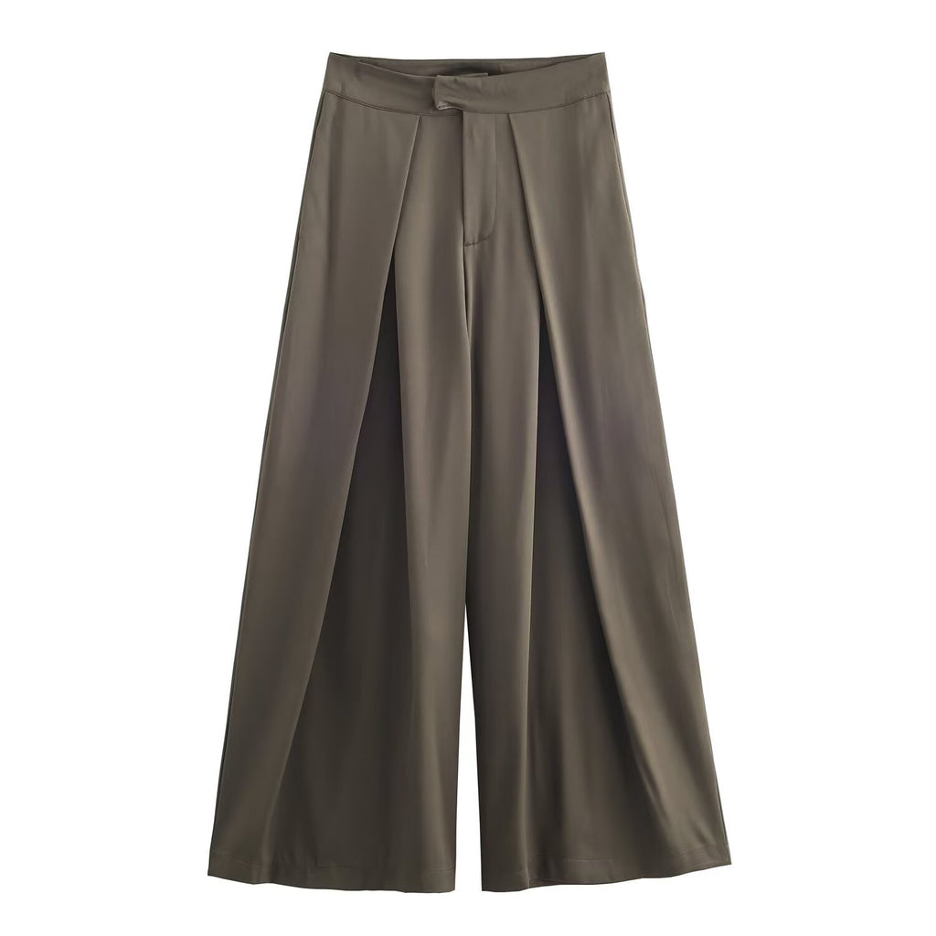 Straight waist belt flowing windbreaker jacket+mid waist pleated pants