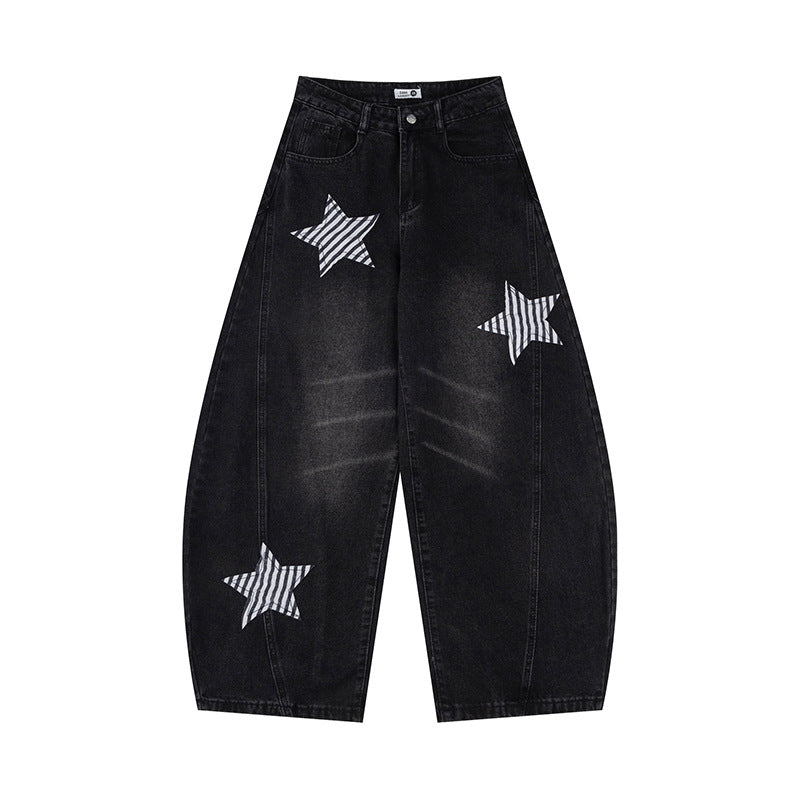 Denim curved knife pants
