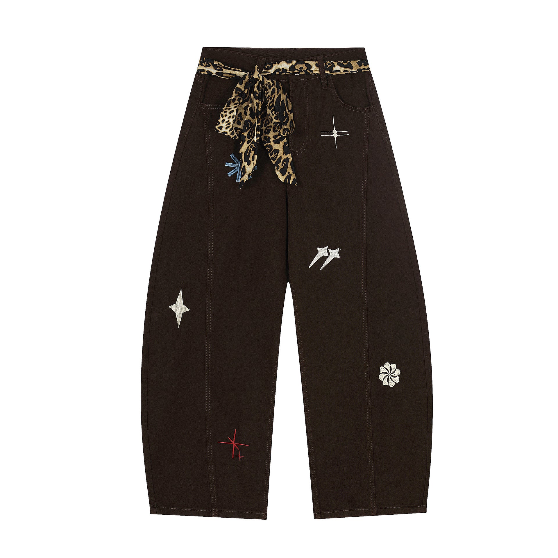 Casual Solid Color Mid-Waist Women's Jeans with Belt Decoration Stree