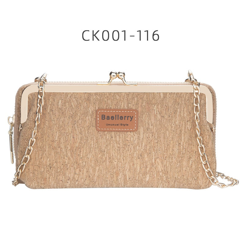 Fashion New Women Wallets Wood Grain Chain Long High Quality Phone Holder Classic Female Purse Zipper Wallet For Women