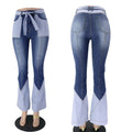 Patchwork Flare Jeans for Women Stretch Vintage Casual Fashion Slim High Waist Streetwear Women Jeans
