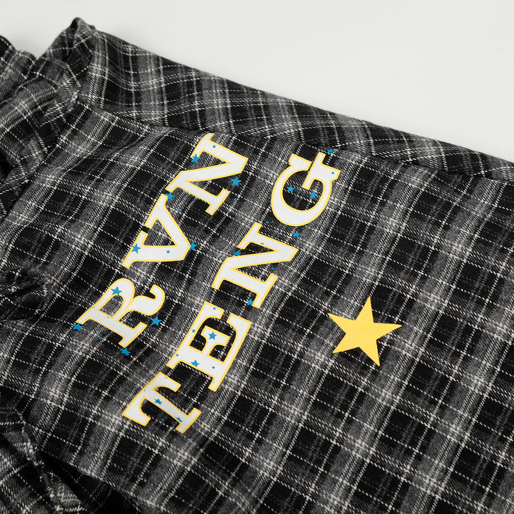 Checkered curved knife pants