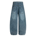 Star sticker washed cat whisker curved knife jeans