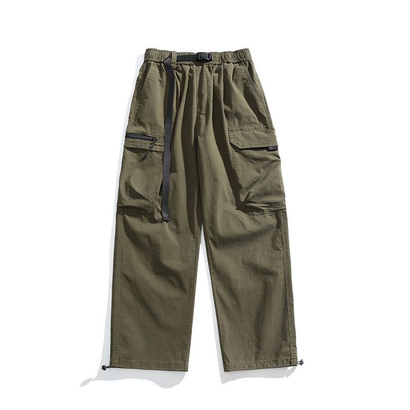 Workwear pants men's drawstring tied leg pants straight leg pants