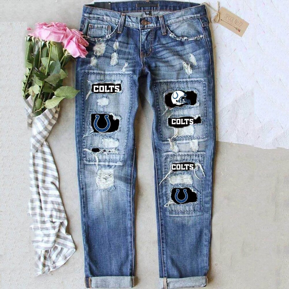 Jeans Women's Street Color Contrast Splicing Hip-Hop Street Straight Jeans