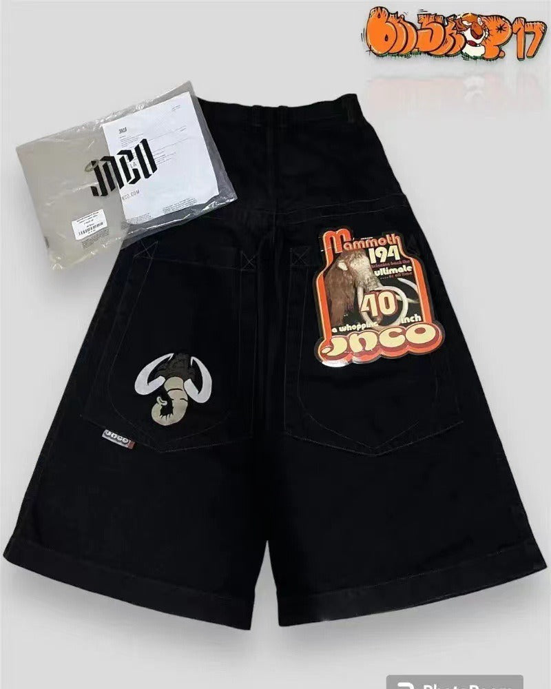 Printed jeans men's straight leg loose wide leg pants