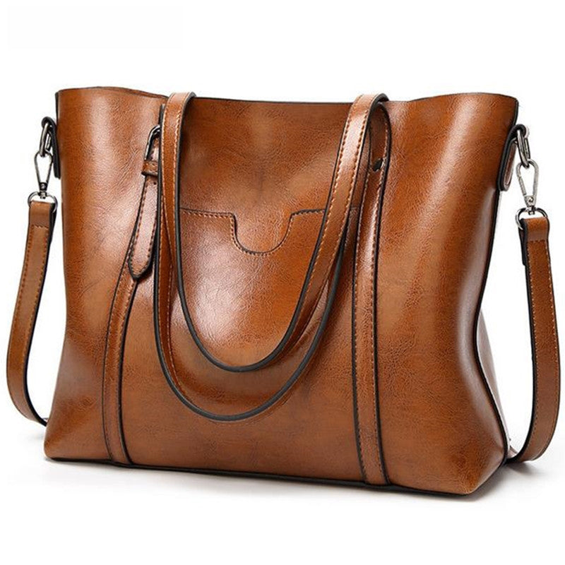 Women bag Oil wax Women's Leather Handbags Luxury Lady Hand Bags With Purse Pocket Women messenger bag