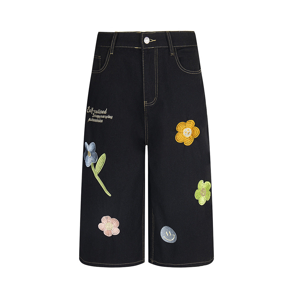 Washed and Embroidered Jeans