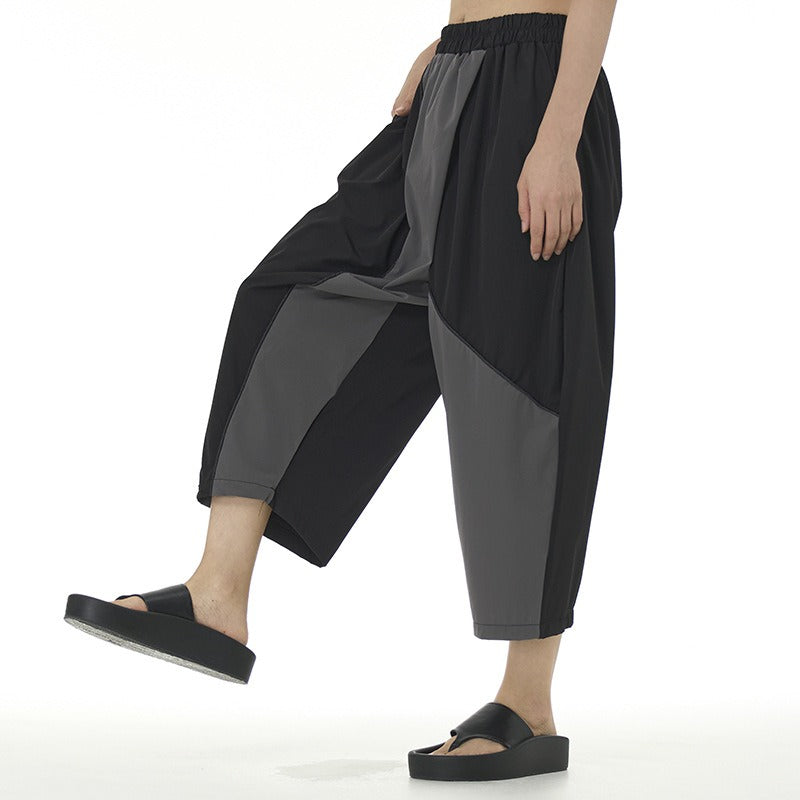Contrasting tapered cropped pants