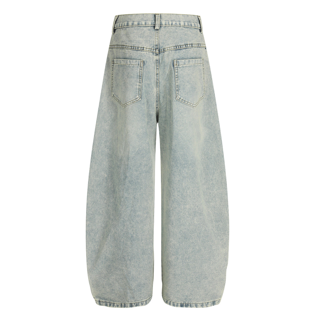 Casual Letter Print Straight Cut Jeans Denim Pants