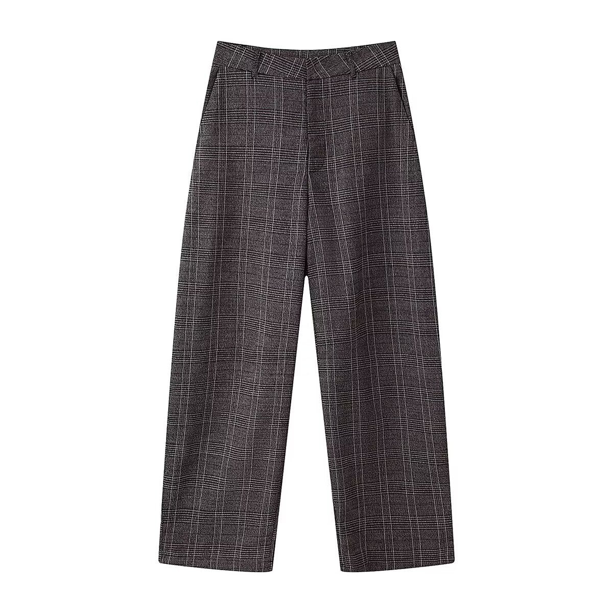 Plaid ruffled jacket+balloon version pants