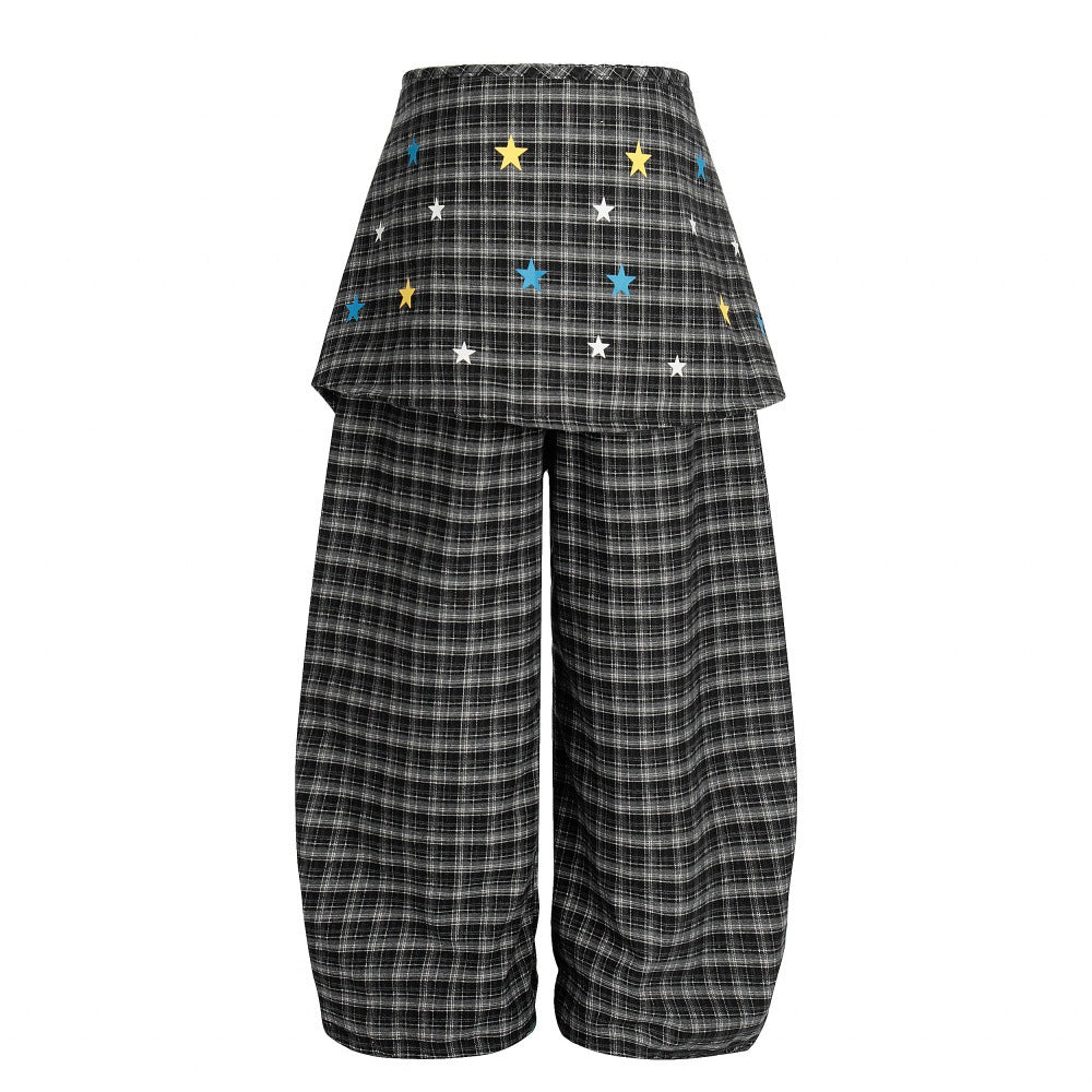 Checkered curved knife pants