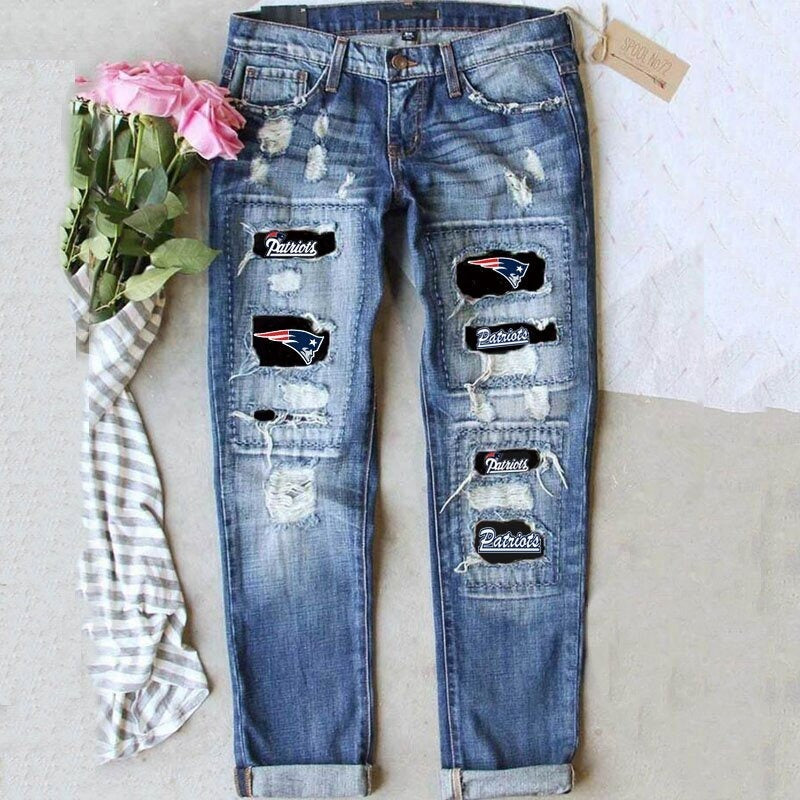 Jeans Women's Street Color Contrast Splicing Hip-Hop Street Straight Jeans