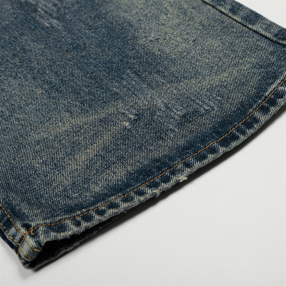Whitewashed loose denim pants