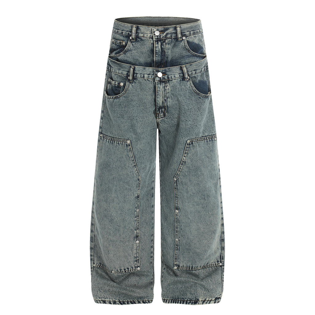 Women's Double Waistband Regular Youth  Casual Jeans Pants