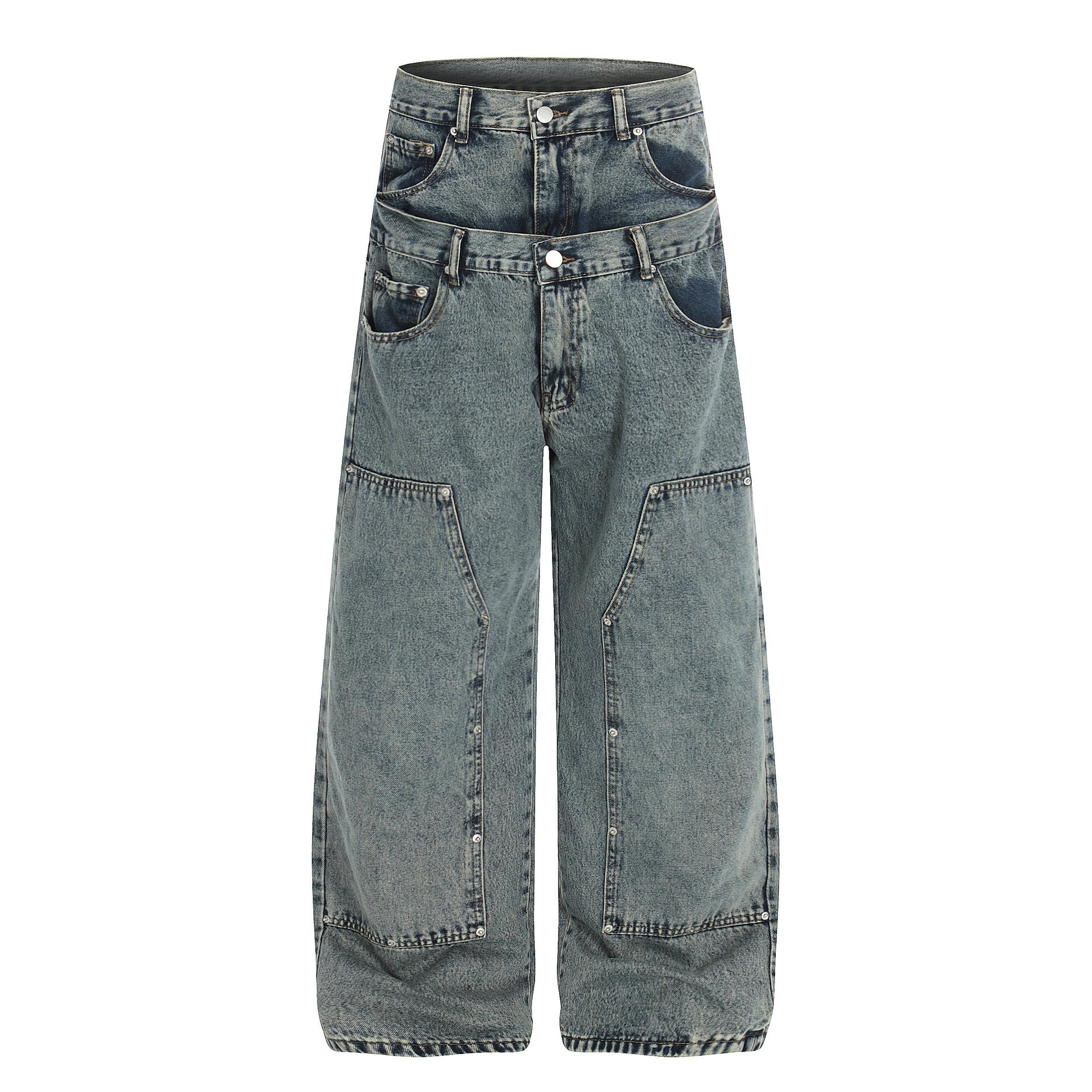 Women's Double Waistband Regular Youth  Casual Jeans Pants