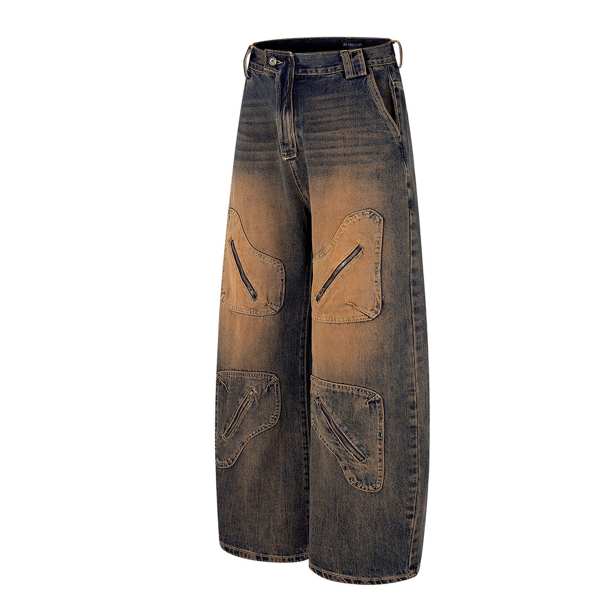 Rust washed denim jeans workwear wide leg pants