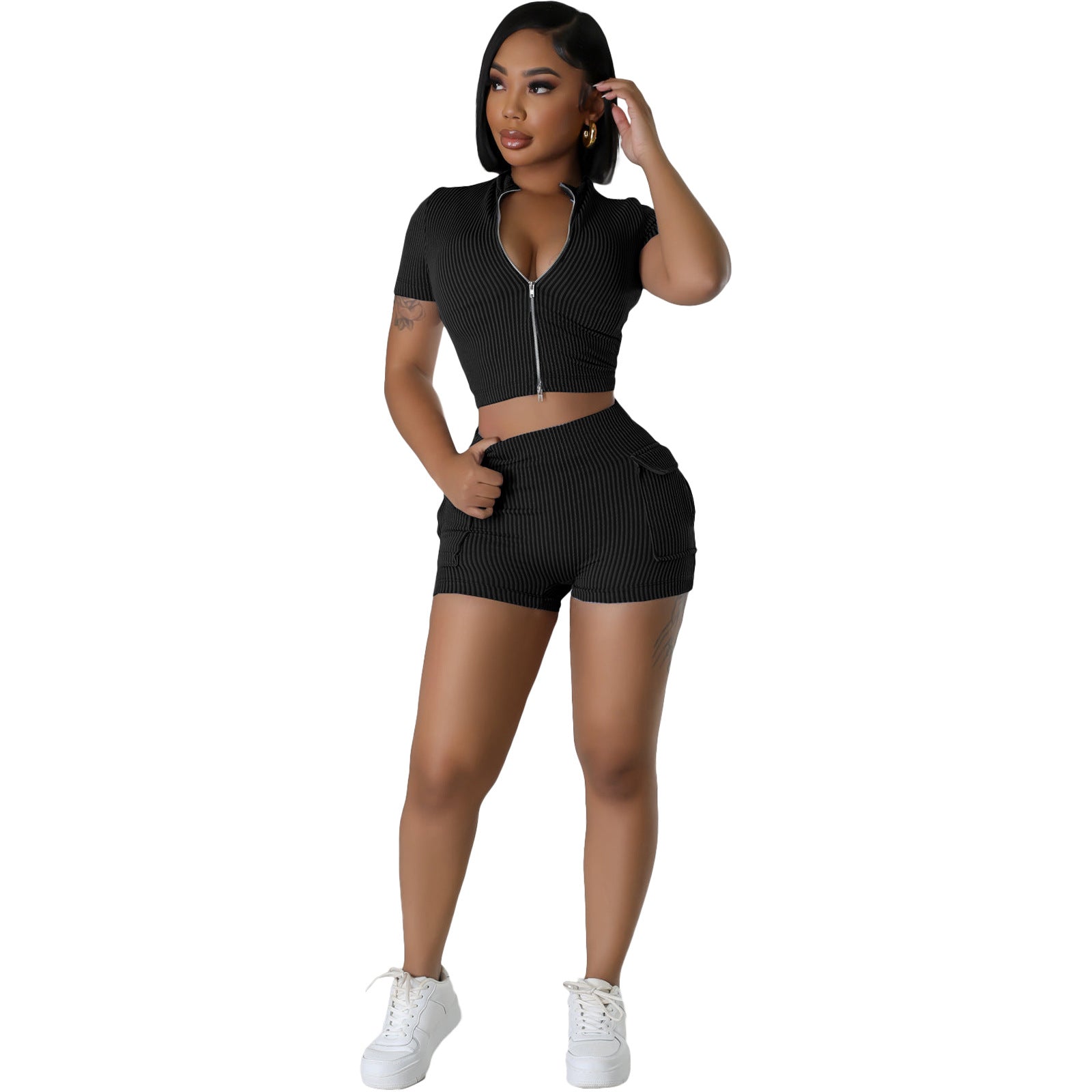 Sexy Fashion Two-Way Zipper Casual Set for Women