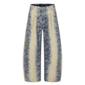 Jacquard gradient washed denim jeans with curved edges and wide legs