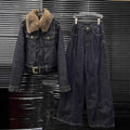 Short cotton jacket+jeans two-piece set