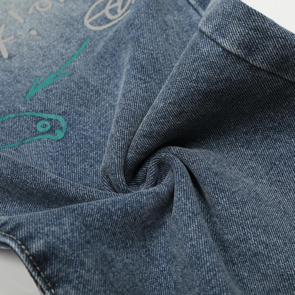 Fun retro graffiti puppy print jeans