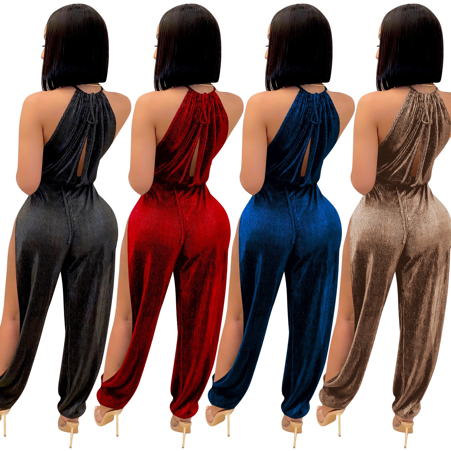 FashionStyle Sexy Strappy Elastic Split Women's Jumpsuit