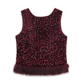 Women's New Fashion Sequin Decorated Faux Fur Effect Hem Top Bucket Pants