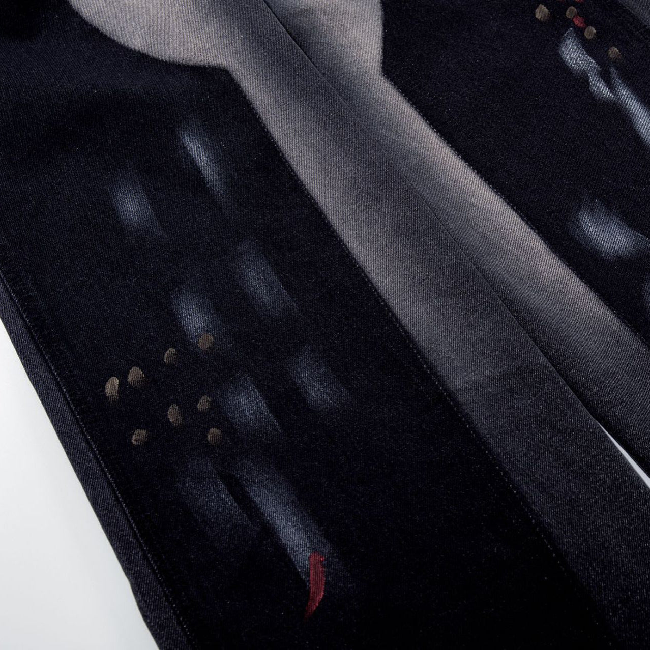 Washed graffiti jeans wide leg pants