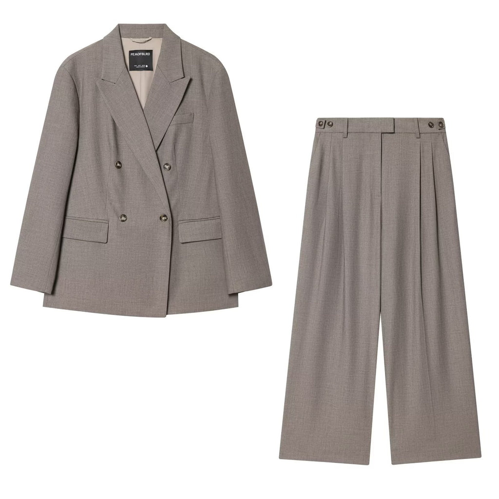 Double-Breasted Casual Women's Suit Pants