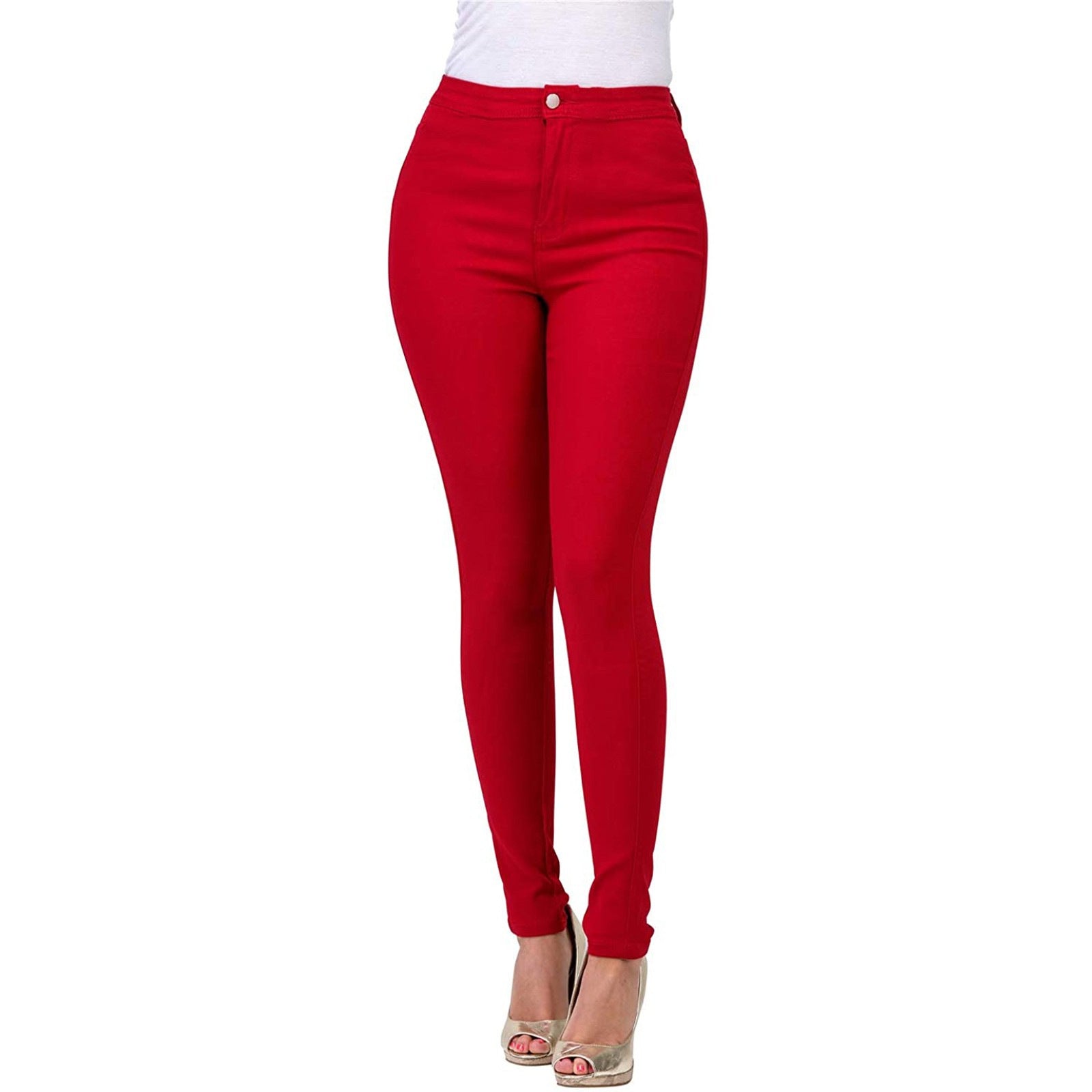 Basic stretch slim fit multi-color jeans for women