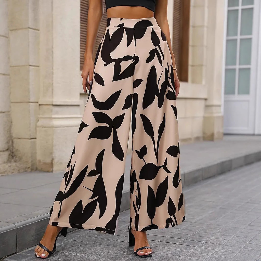 Leaf printed casual pants