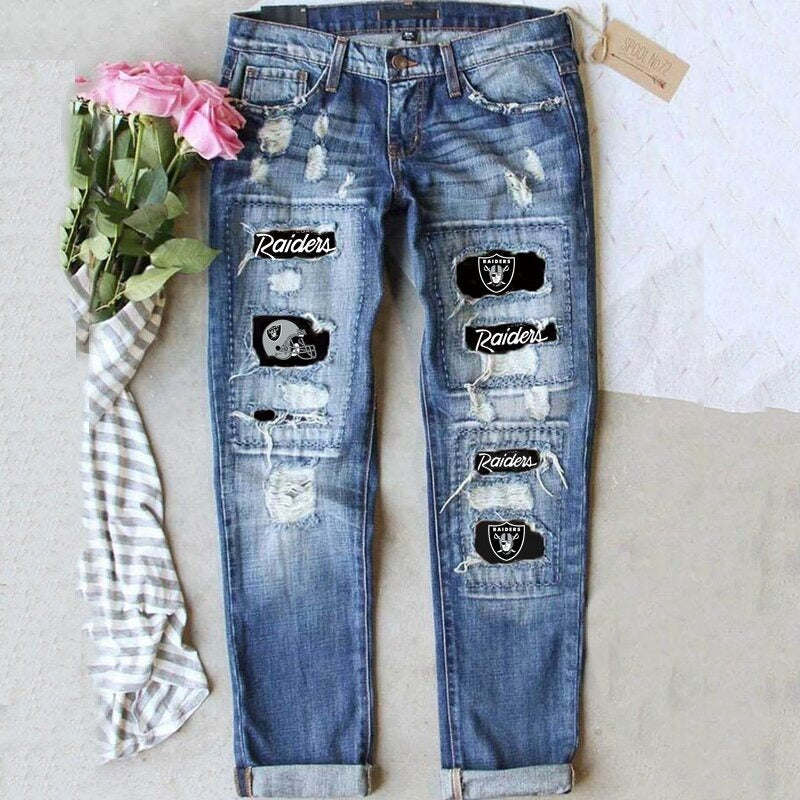 Jeans Women's Street Color Contrast Splicing Hip-Hop Street Straight Jeans