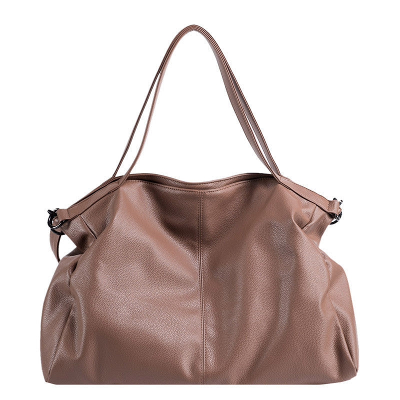 Women's Single-Shoulder Soft PU Korean Style Crossbody Bag - Large Capacity Solid Color Commuter Purse