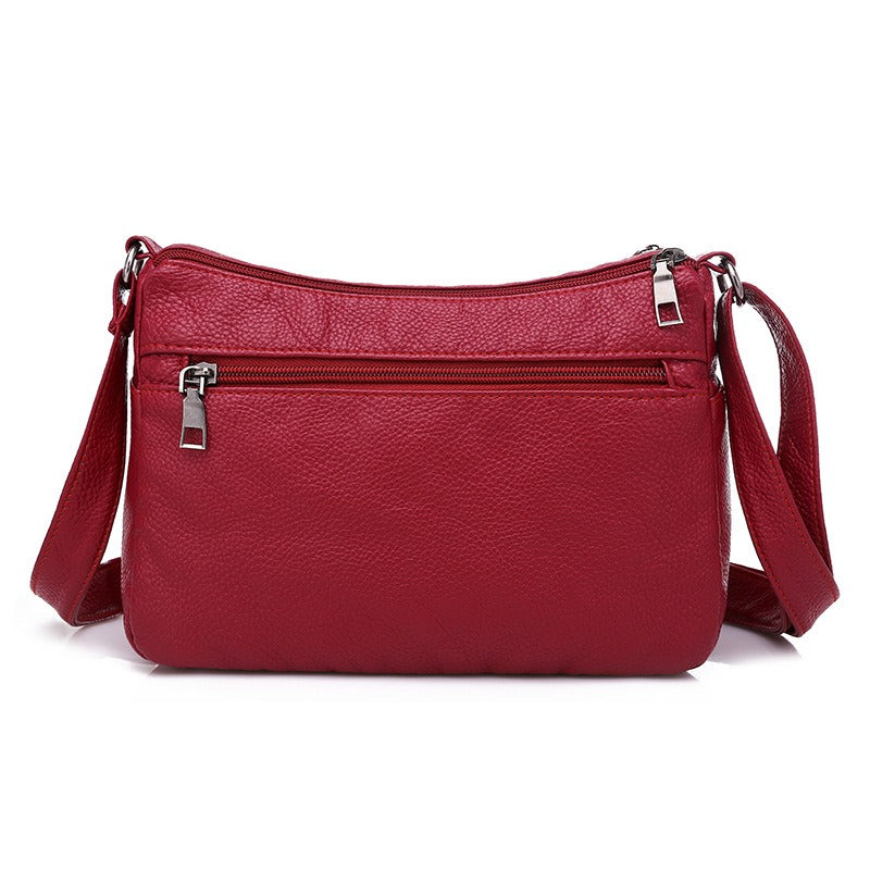 Large capacity shoulder messenger bag ladies backpack middle-aged soft leather mother bag