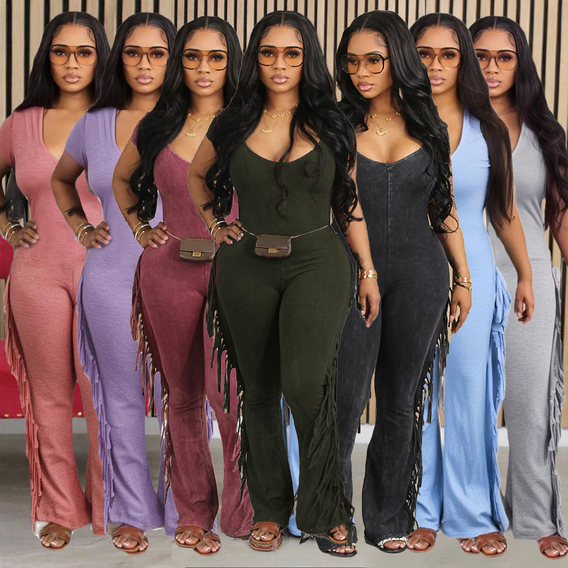 Sexy slim fitting fringe jumpsuit