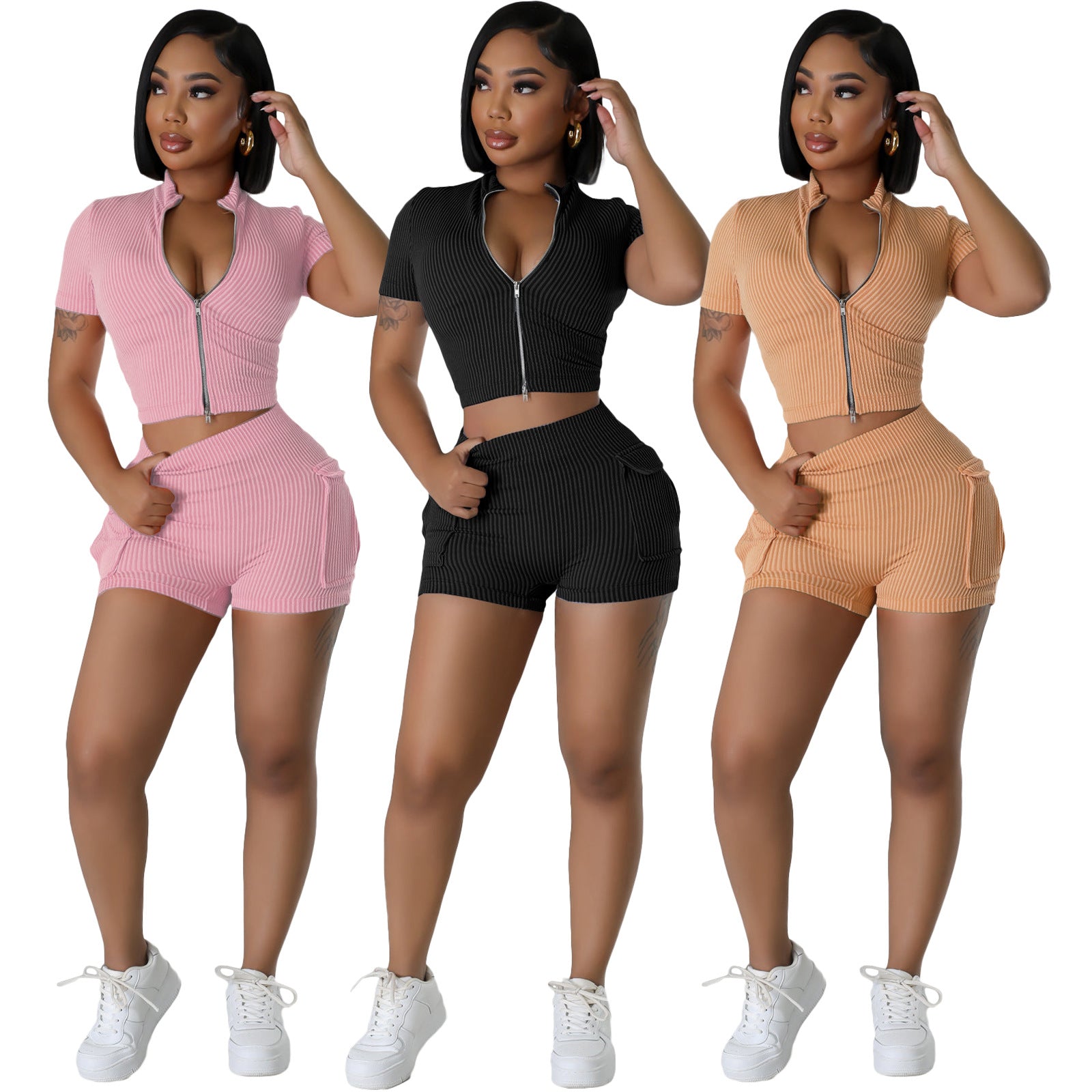 Sexy Fashion Two-Way Zipper Casual Set for Women