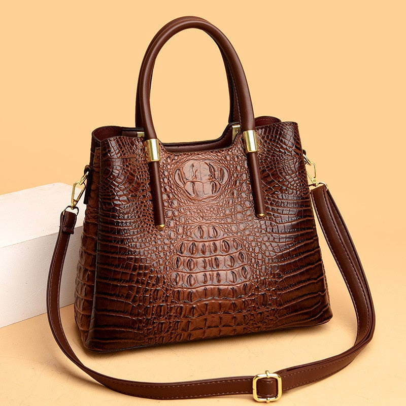 Fashion Alligator Women Handbags Designer Luxury Crocodile Pu Leather Shoulder Crossbody Bags Retro Large Tote Female Purse