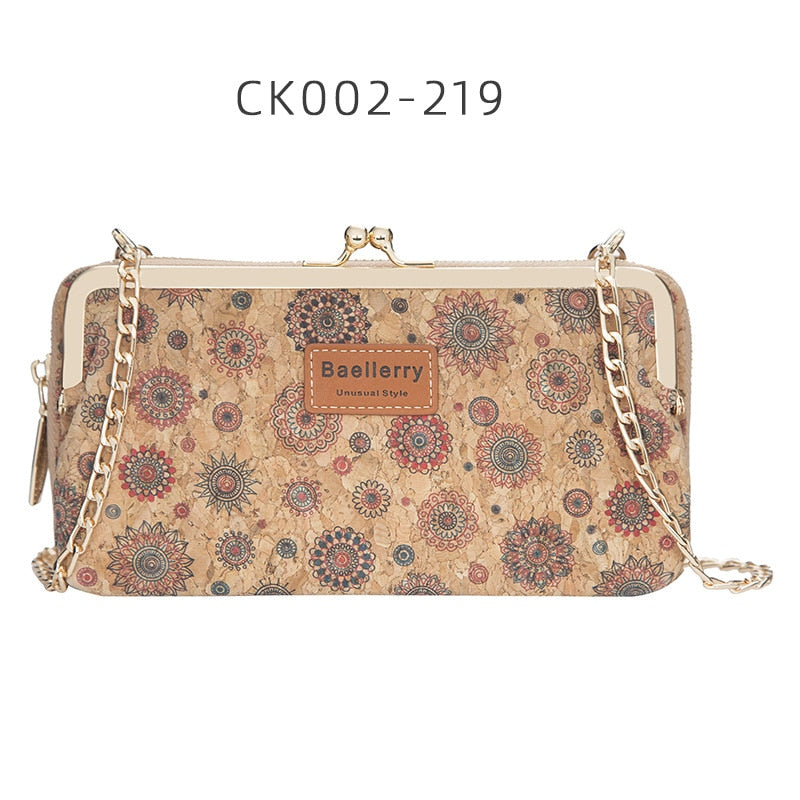 Fashion New Women Wallets Wood Grain Chain Long High Quality Phone Holder Classic Female Purse Zipper Wallet For Women