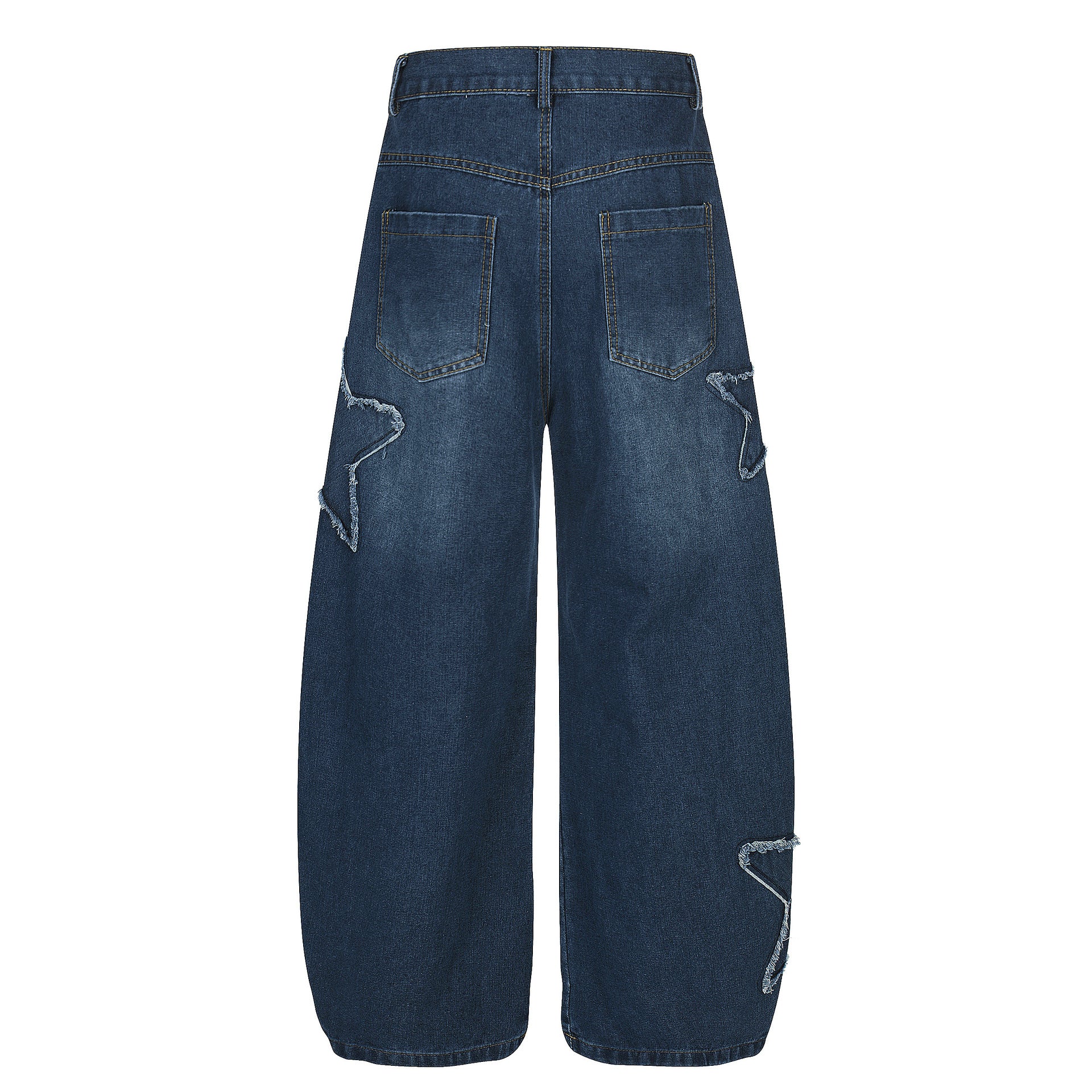 Men's Patchwork Pattern Decorated Cropped Jeans Youth