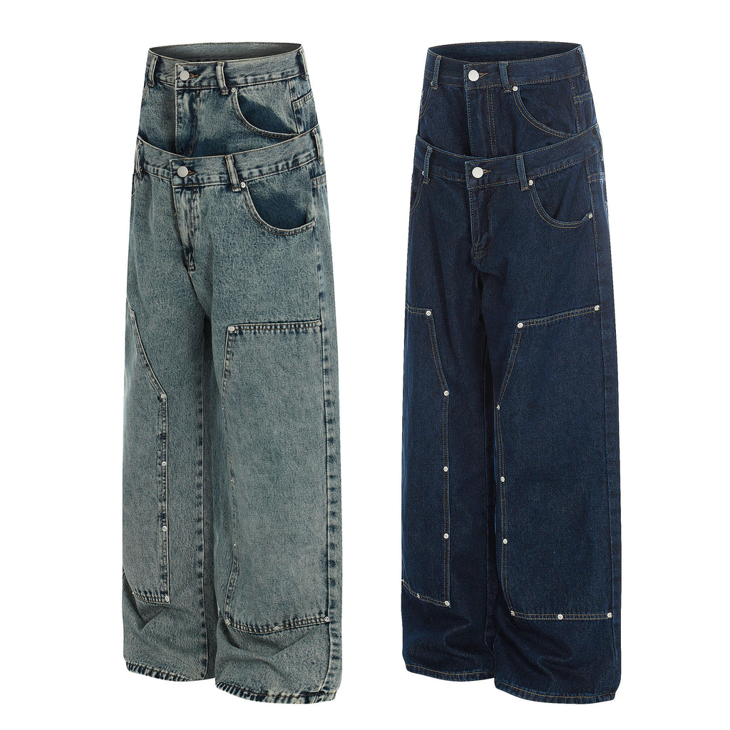 Women's Double Waistband Regular Youth  Casual Jeans Pants