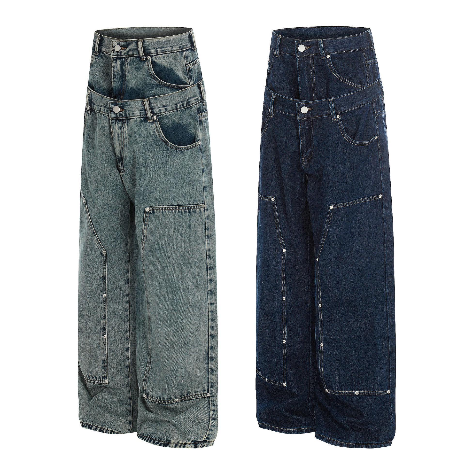 Women's Double Waistband Regular Youth  Casual Jeans Pants