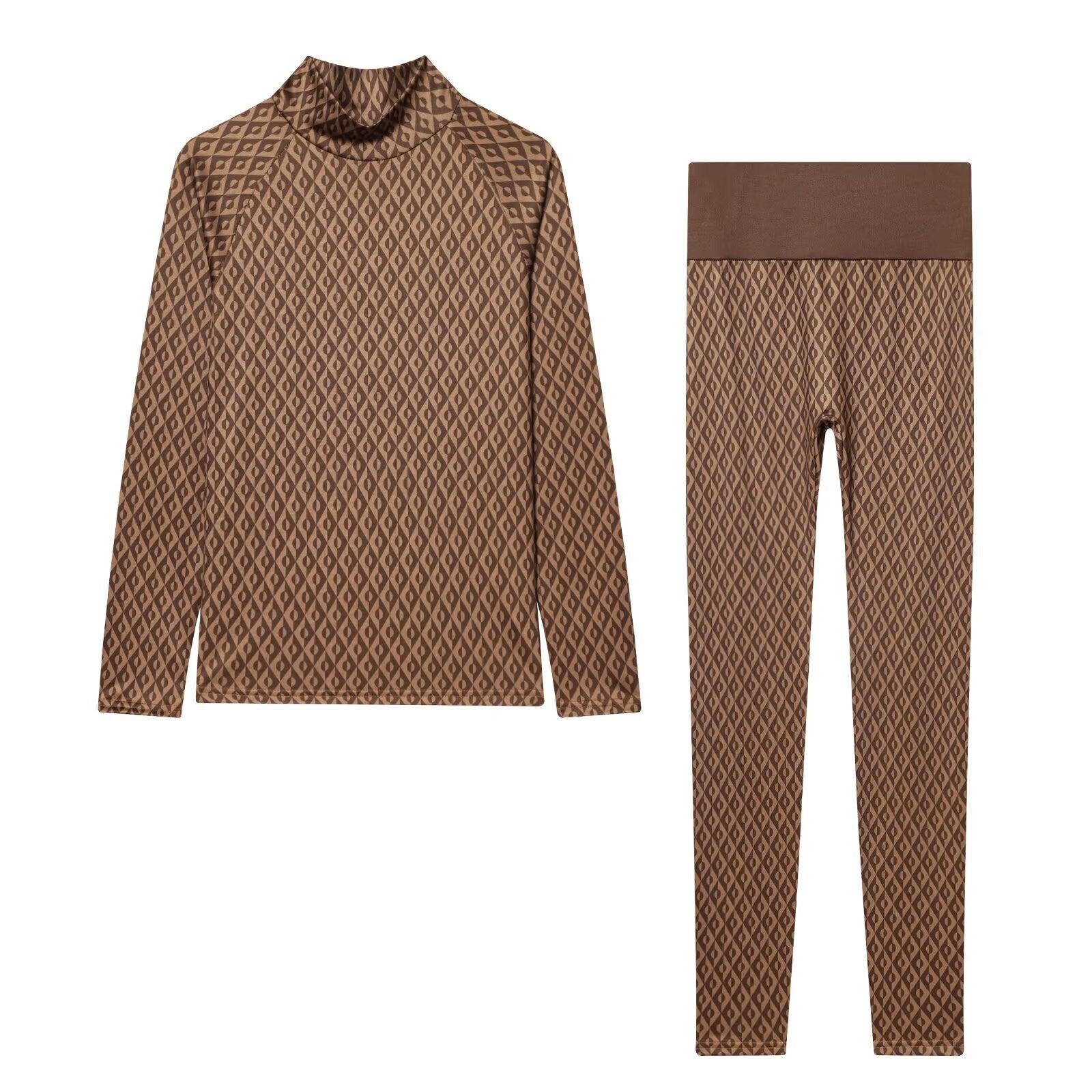 Skiing Series Warm T-shirt Tight Pants Set