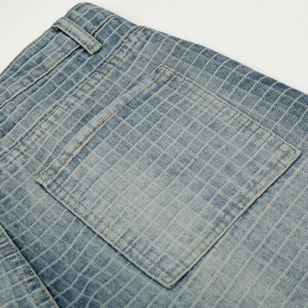 Checkered wide leg jeans