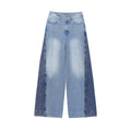 Women's Fashion Splicing Design High Retro Wide Leg Jeans