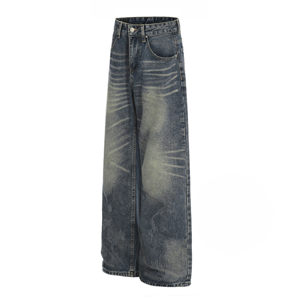 Whitewashed loose denim pants