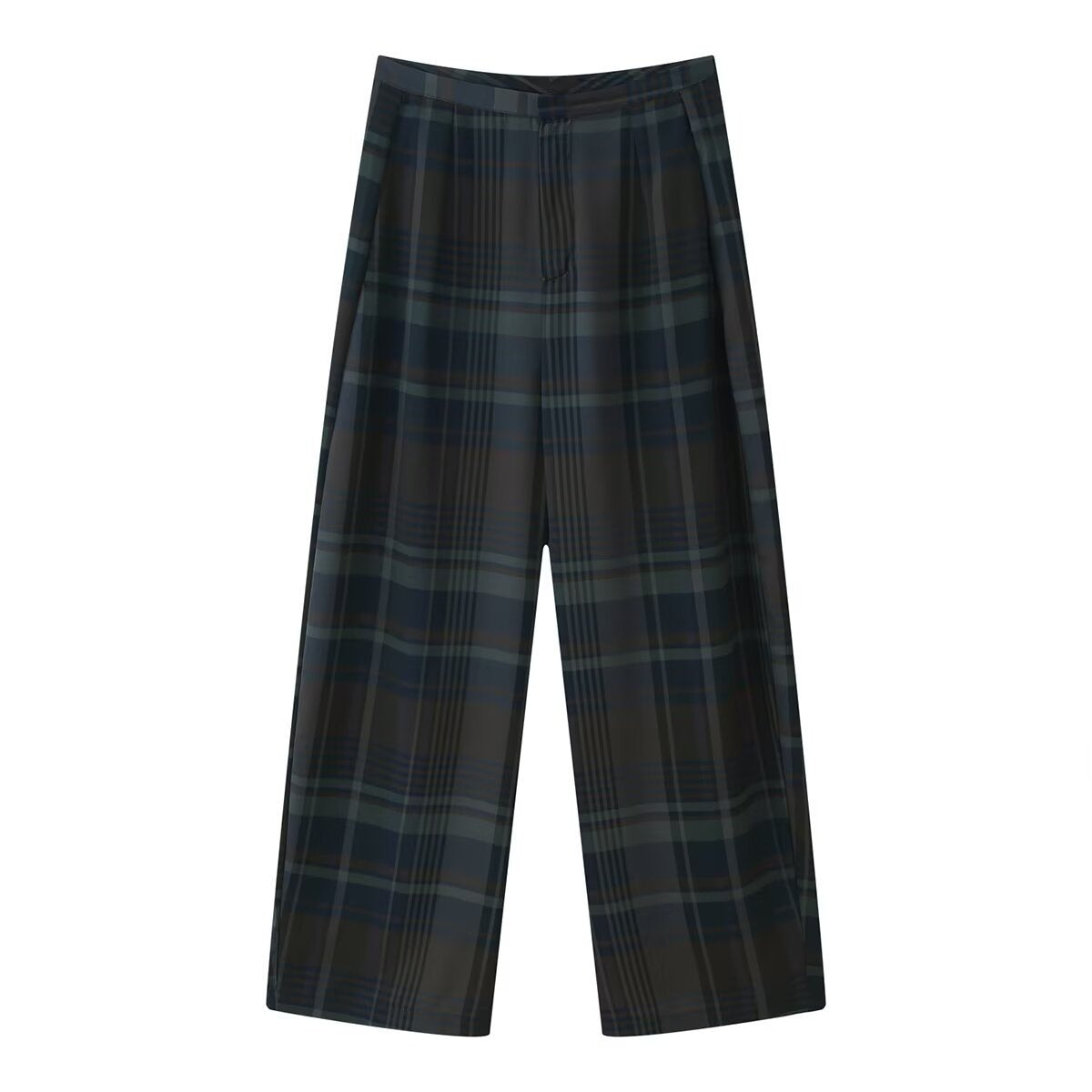 Plaid pleated top+balloon pants