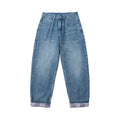Color-block Patchwork Hem Washed Casual Jeans