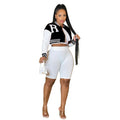 Fashion Women's Long Sleeve Crop Top with Inner Shorts 3-Piece Set