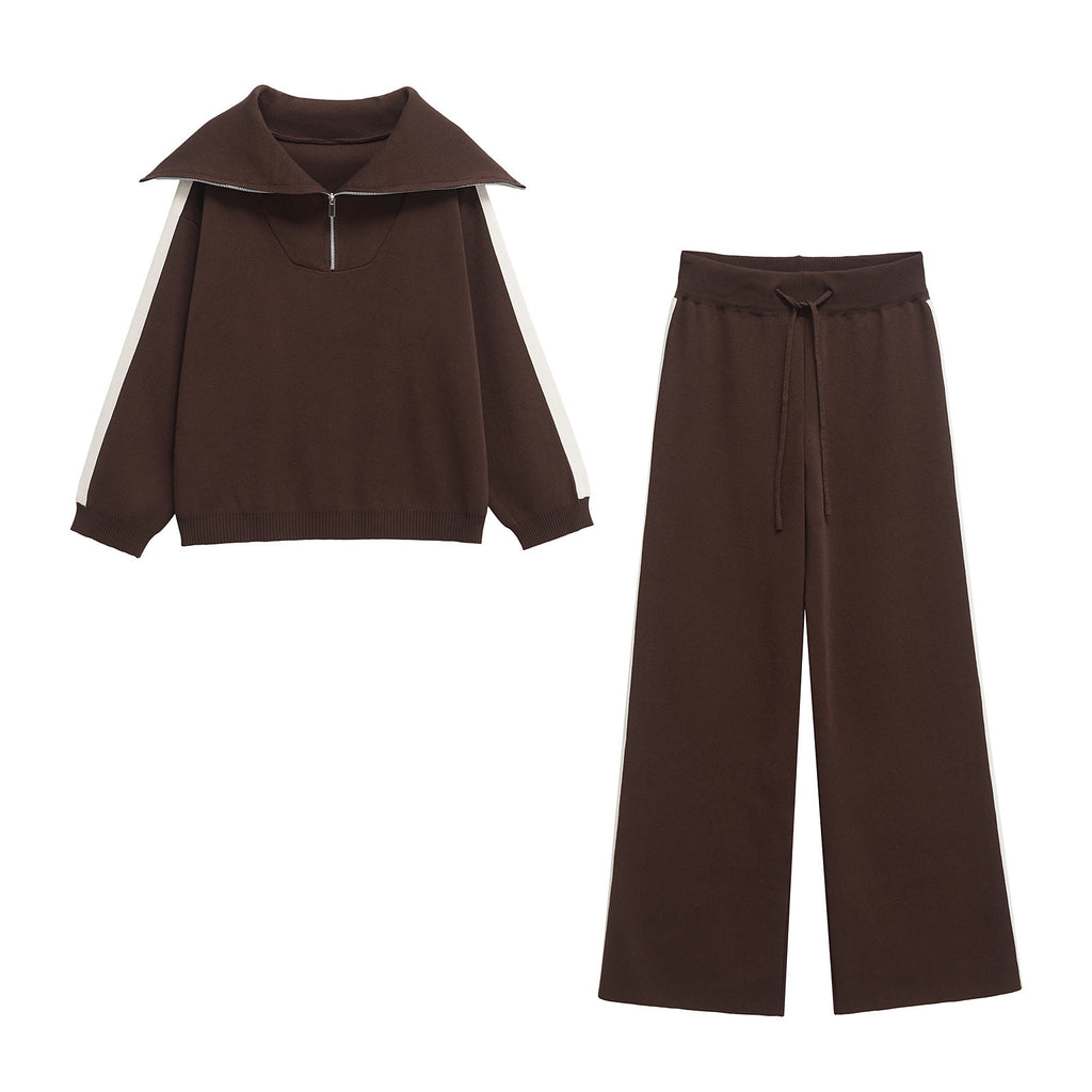 New Side Striped Knitted Pants+Pants Set