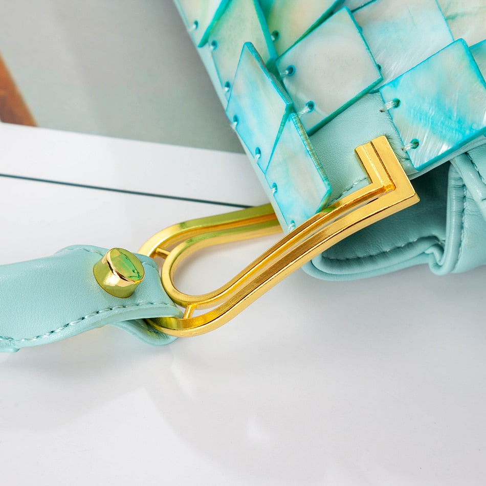 Natural Shell Shoulder Bags Women New Elegant Luxury Designer Handmade Square Sequin Underarm Bags Wedding Purses For Bride